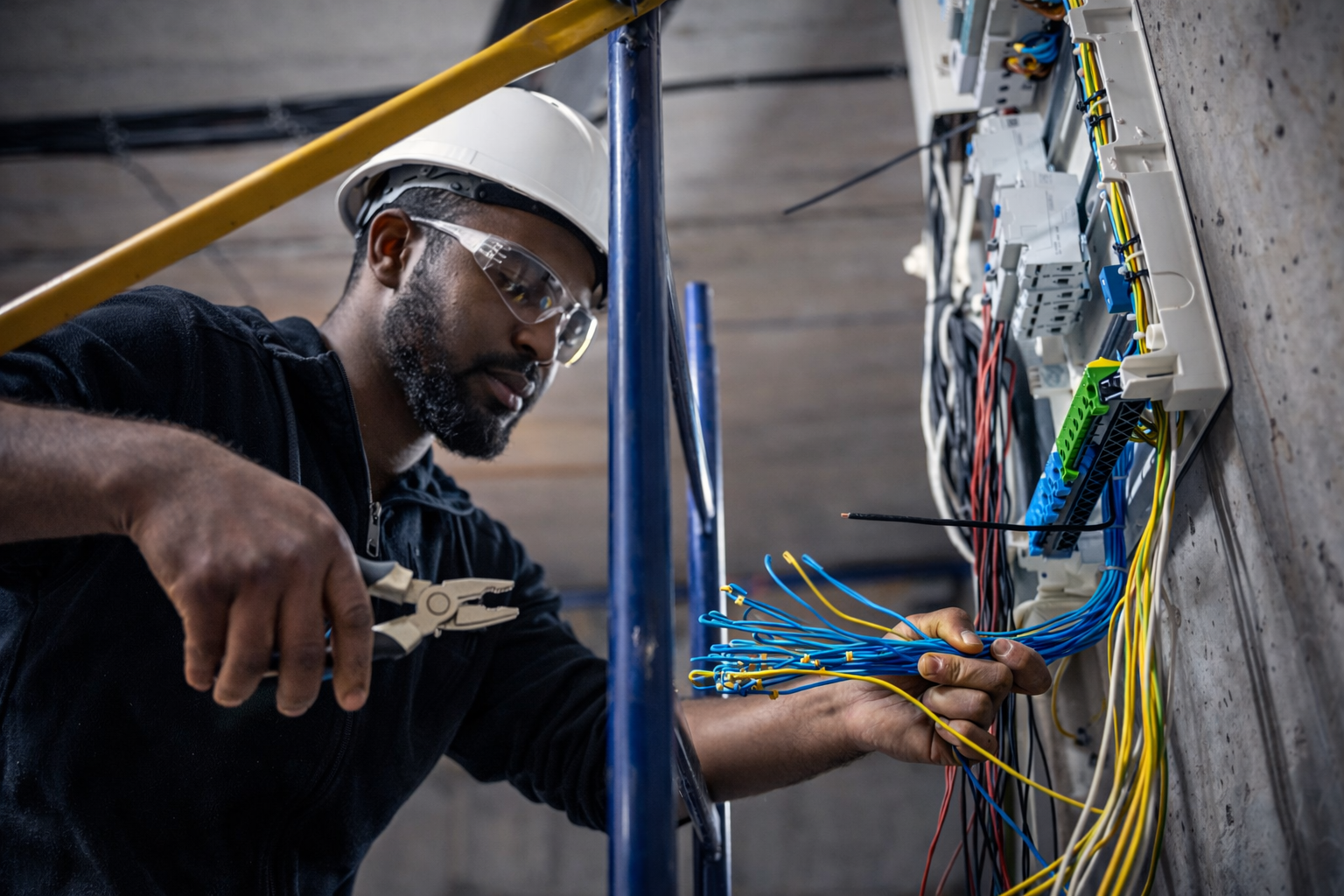 Electrical cabling and steel gates icon